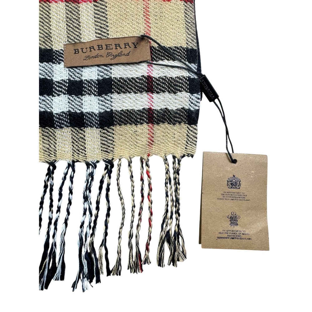 Burberry London England Scarf Classic Check Plaid Fringed Edge - Picture 5 of 11